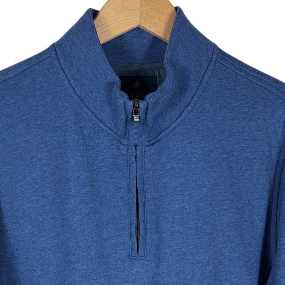 Brooks Brothers Heathered Quarter Zip Pullover Sweater Mens L Blue Cotton